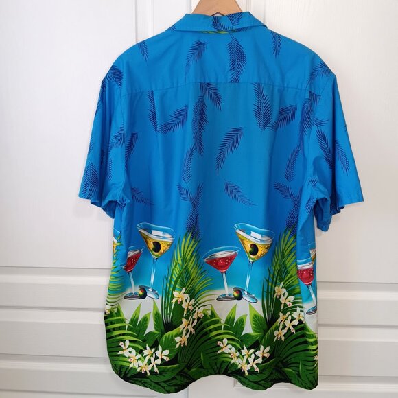 RJC Men's Blue Martinis Cocktails Tropical Short Sleeve Shirt Size XL - Picture 2 of 13